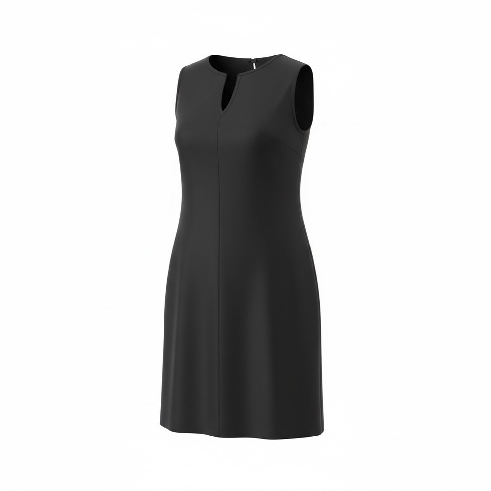6th & Lane Black Sleeveless Shift Dress Size 16 Notch Neck Split V